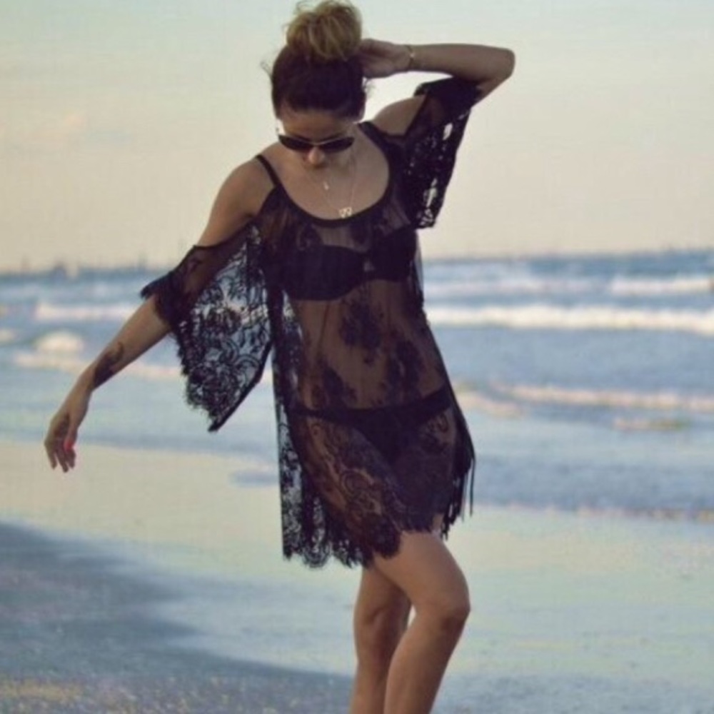 BLACK BATHING SUIT COVER UP - Picture 3 of 3